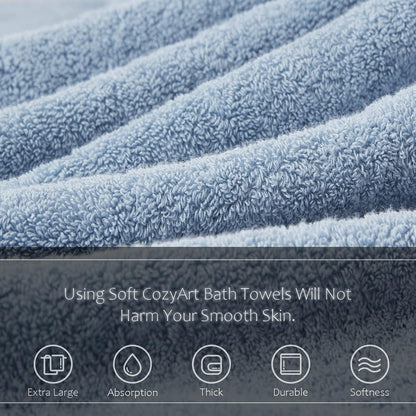cozyart luxury bath towel set 6 pcs, light, close-up detail
