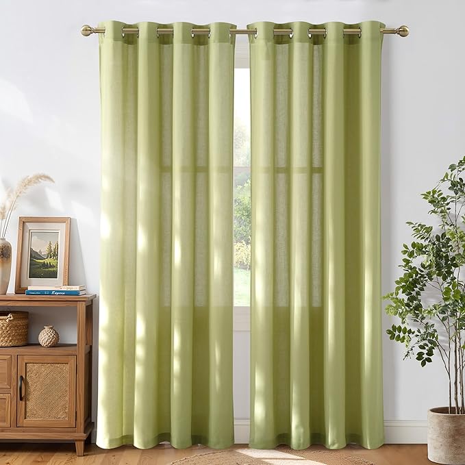 NICETOWN Fresh Green Linen Curtains by NICETOWN