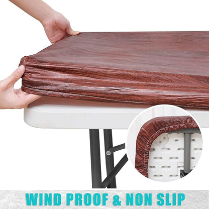 Smiry Rectangle Picnic Tablecloth, Waterproof Elastic Fitted Table Covers - Image 2