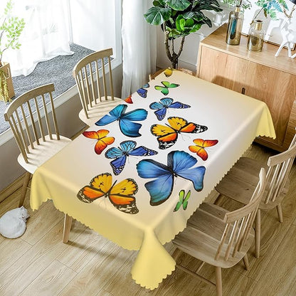 70x120inches Butterfly Rectangle Tablecloth Colorful Butterflies Printed Yellow - Image 5