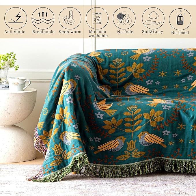 MSGKV Boho Throw Blanket Cotton Blanket - Image 4