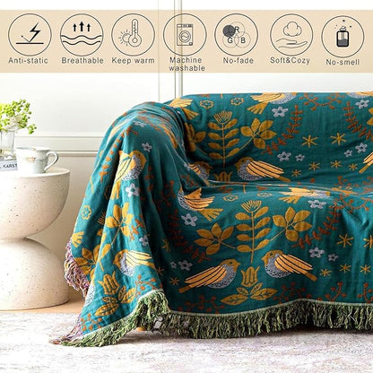 MSGKV Boho Throw Blanket Cotton Blanket - Image 4