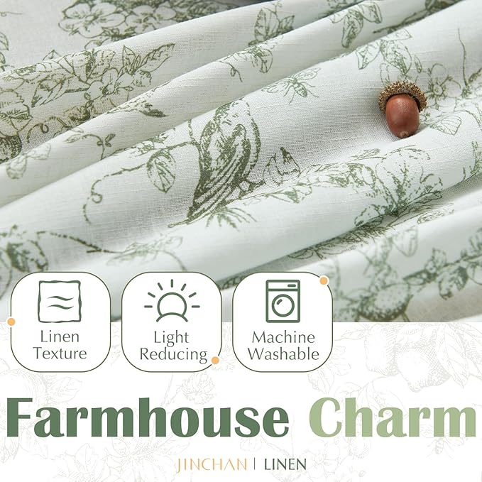 jinchan Linen Valance Curtain for 16 Inch Rustic Farmhouse Country Windows for - Image 3