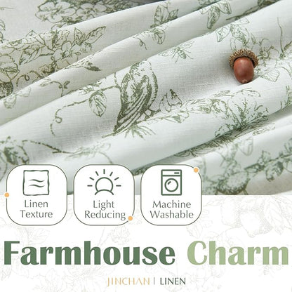 jinchan Linen Valance Curtain for 16 Inch Rustic Farmhouse Country Windows for - Image 3
