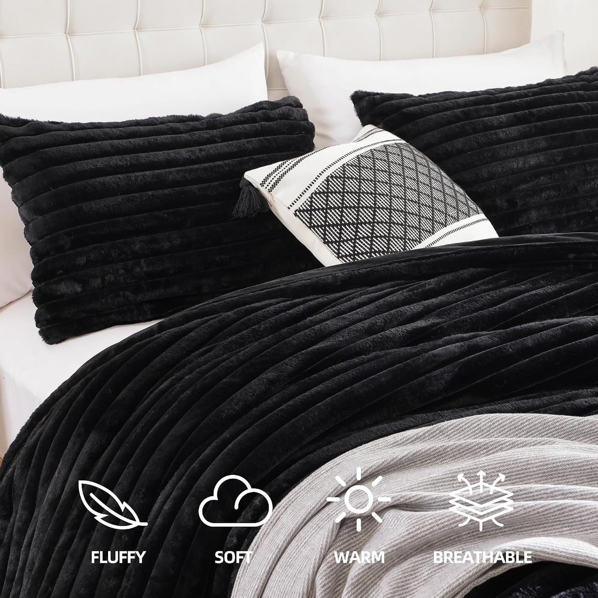 smoofy fluffy full size comforter 3 pcs shown in use