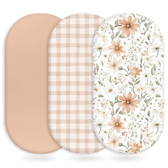 Baby Bassinet Sheets Girl Boy, Fitted Bassinet Sheet Set 3 Pack Bassinet by Unnivoll
