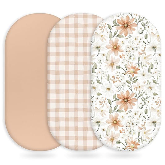 Baby Bassinet Sheets Girl Boy, Fitted Bassinet Sheet Set 3 Pack Bassinet by Unnivoll