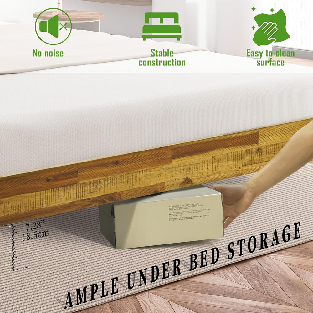 Acacia Sierra Bed Frame with Headboard Solid Wood Platform Bed, Queen Bed Fra...
