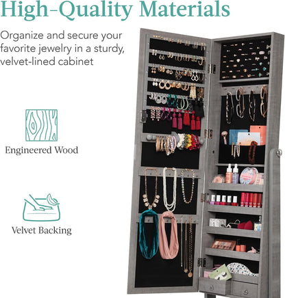 best choice products freestanding jewelry armoire cabinet, full showing dimensions