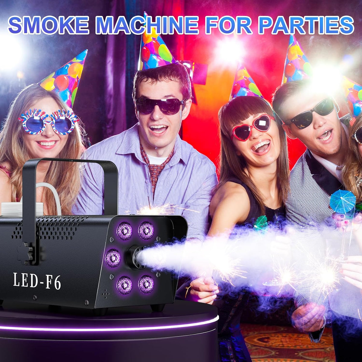 1200W Fog Machine, 6000CFM for Halloween, RGB, Auto Mode & Remote