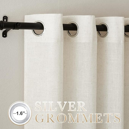 NICETOWN Linen Blend Living Room Curtains 84 inches Long, Grommet Flax Linen - Image 2