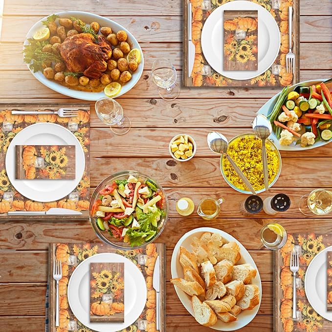 100 Pack Thanksgiving Pumpkin Paper Napkins – 13 x 16 Inches Unfolded, - Image 7
