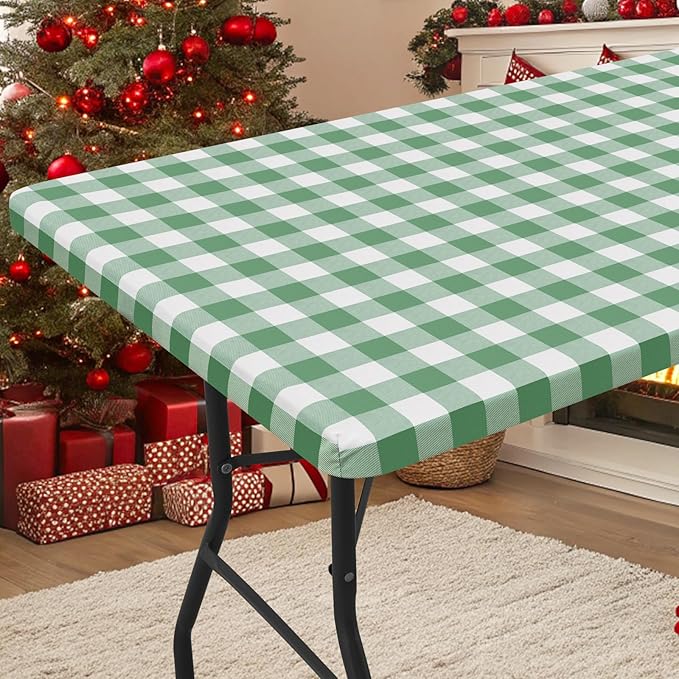 Smiry Rectangle Picnic Table Cloth, Elastic Waterproof Fitted Vinyl Tablecloths by Smiry