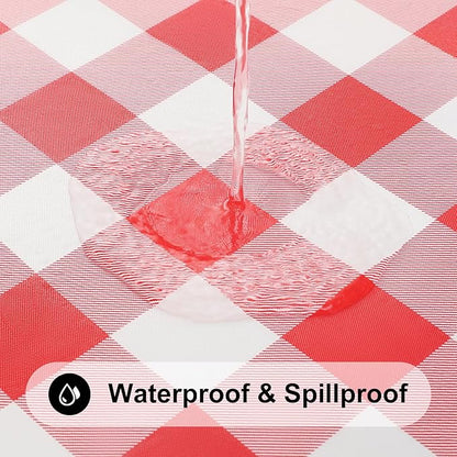 Smiry Rectangle Picnic Table Cloth, Elastic Waterproof Fitted Vinyl Tablecloths - Image 3