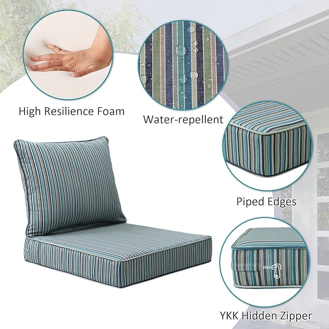 Sunbrella Outdoor Patio Chair Cushions Set, Water-Repellent, Fade Resistant - Image 4