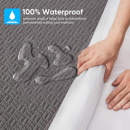 Hanherry 100% Waterproof Full Size Mattress Protector, Rayon Made from Bamboo - Image 3