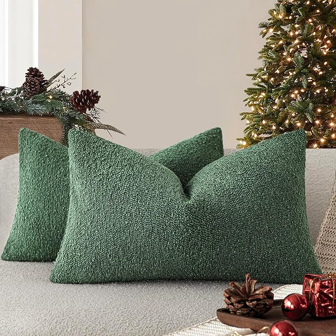 Foindtower Pack of 2 Textured Boucle Throw Pillow Covers Accent Solid by Foindtower