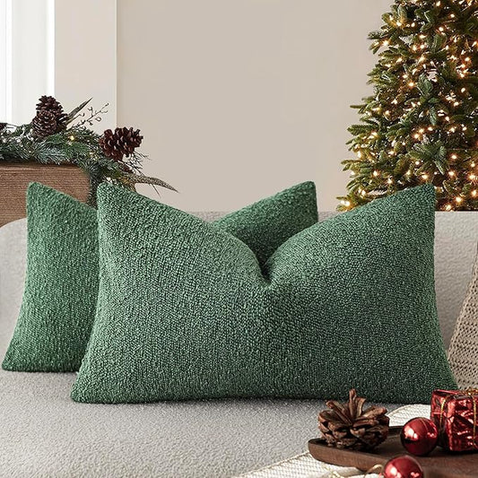 Foindtower Pack of 2 Textured Boucle Throw Pillow Covers Accent Solid by Foindtower