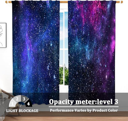 Renaiss 53 x 84 Inch Galaxy Blackout Window Curtains Childs Kids Bedroom Window - Image 3