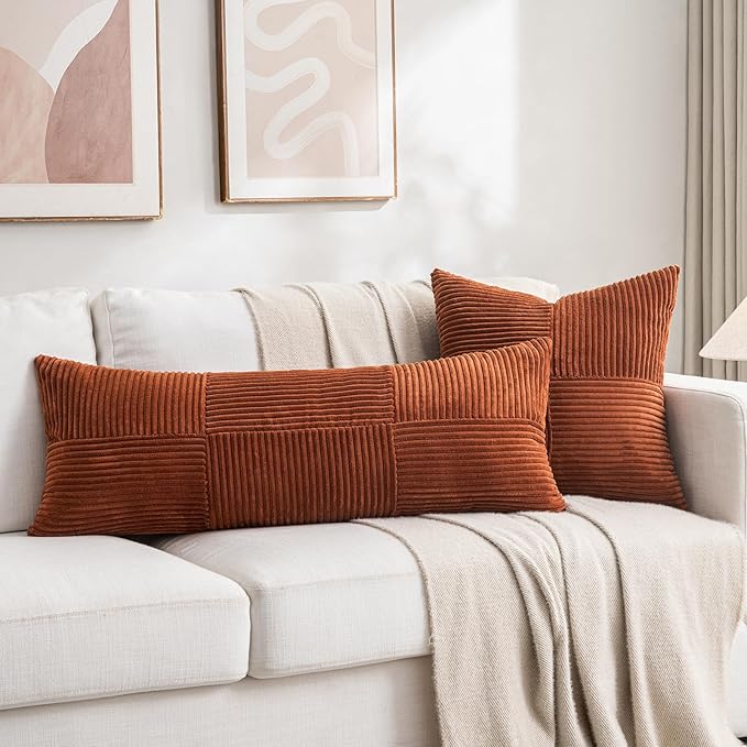 Fancy Homi 2 Packs Rust Decorative Throw Pillow Covers 16x16 Inch - Image 7