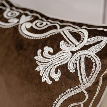 Aeckself European Floral Pillow Cover 20x20 Inch, Luxury Velvet Embroidered - Image 5