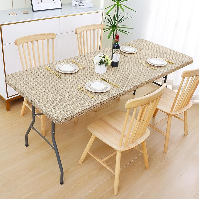 Smiry Rectangle Picnic Tablecloth, Wipeable Flannel Backed Table Covers - Image 8