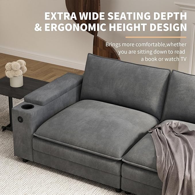 148.7" L Shaped Cloud Sofa Couch - Image 5