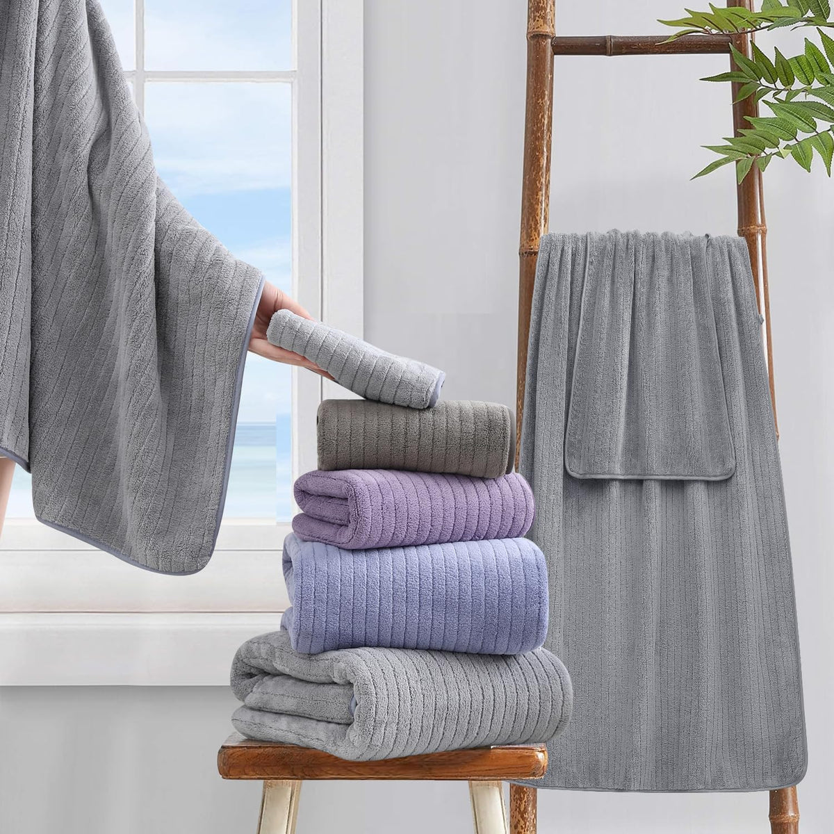 18 piece bath towels set,ultra soft family bathroom, package contents