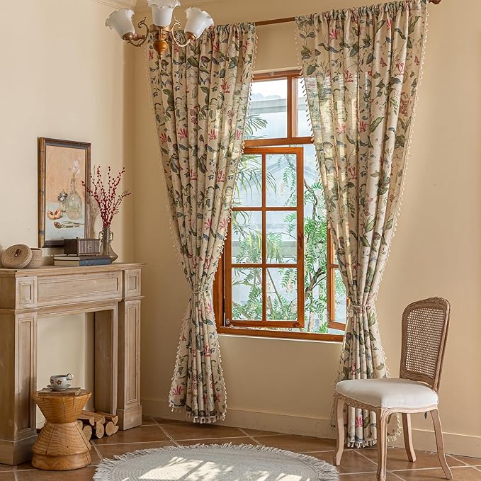 ENJOYBRIDAL Floral Curtains 84 Inch Long Living Room Boho Drapes Bedroom 2 - Image 7