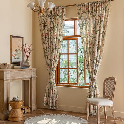 ENJOYBRIDAL Floral Curtains 63 Inch Long Living Room Boho Drapes Short Bedroom - Image 7