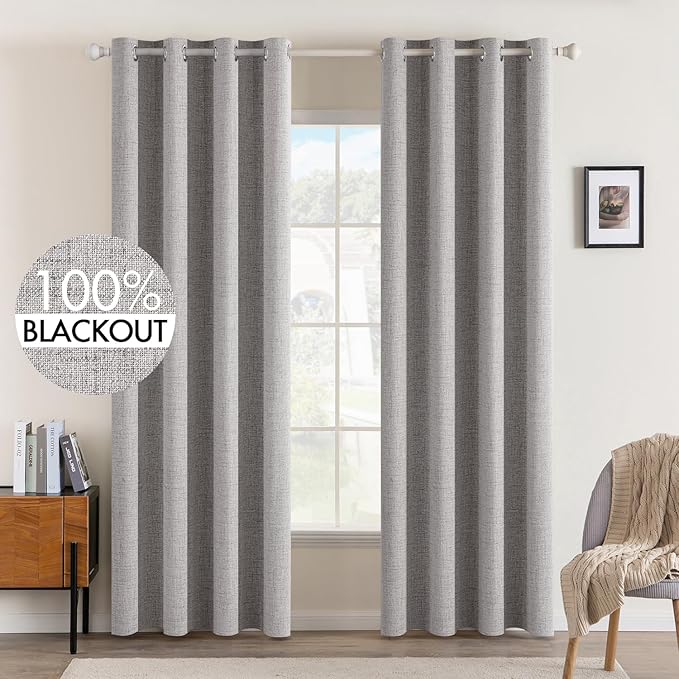 MIULEE Linen Texture 90 Inches Curtains by MIULEE