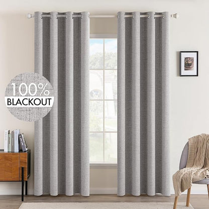 MIULEE Linen Texture 90 Inches Curtains by MIULEE