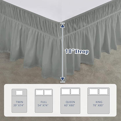 Queen Bed Skirt, Elastic Wrap Around Bed Skirt Queen Size, Bed Skirts - Image 2