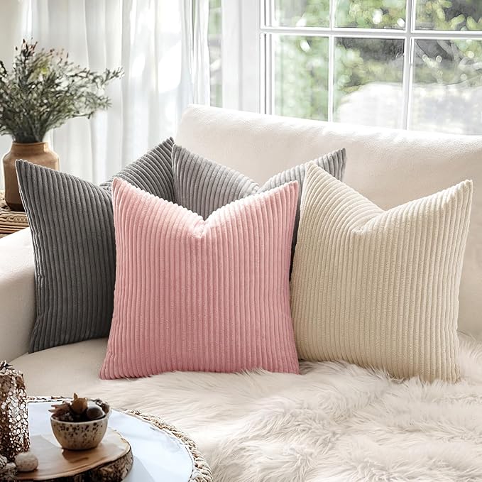 MIULEE Winter Pack of 2 Pillow Covers Soft Soild Decorative Square Throw Pillow - Image 3