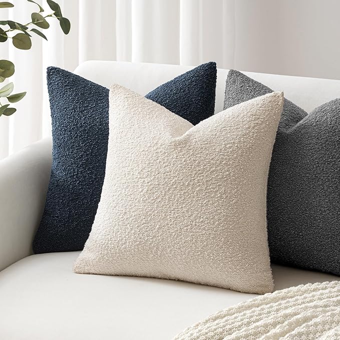 Woaboy Pack of 2 18x18 Inch Decorative Boucle Throw Pillow Covers Textured - Image 3