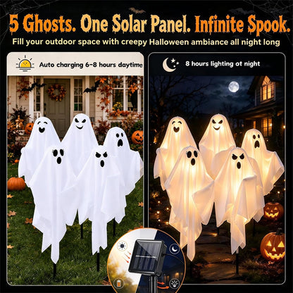 5 Pack Halloween Decorations Outdoor - Solar Ghost Light for Yard Decor
