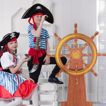 4 Feet Ship Wheel Cardboard Cutout Standup Nautical Party Decoration Large Pirate Ship Wheel Photography Prop Party Back Drops Halloween Decor