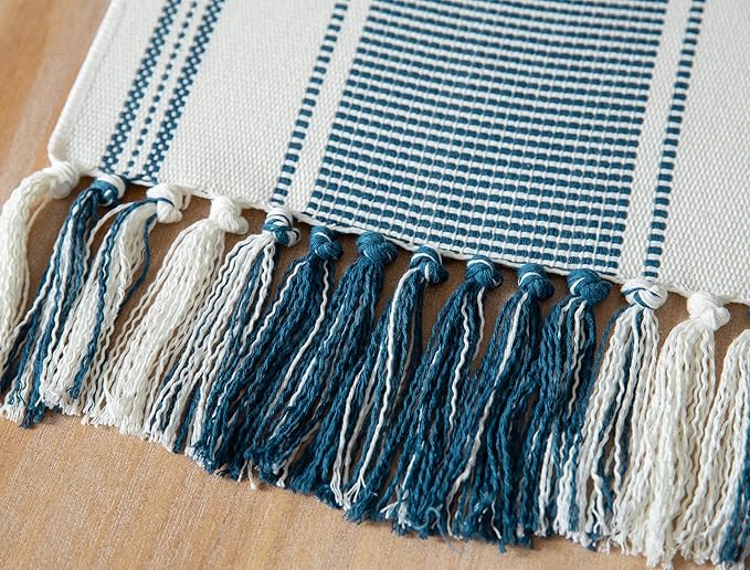Caflife Boho Table Runner Blue and White - Image 5