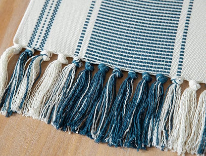 Caflife Boho Table Runner Blue and White - Image 5