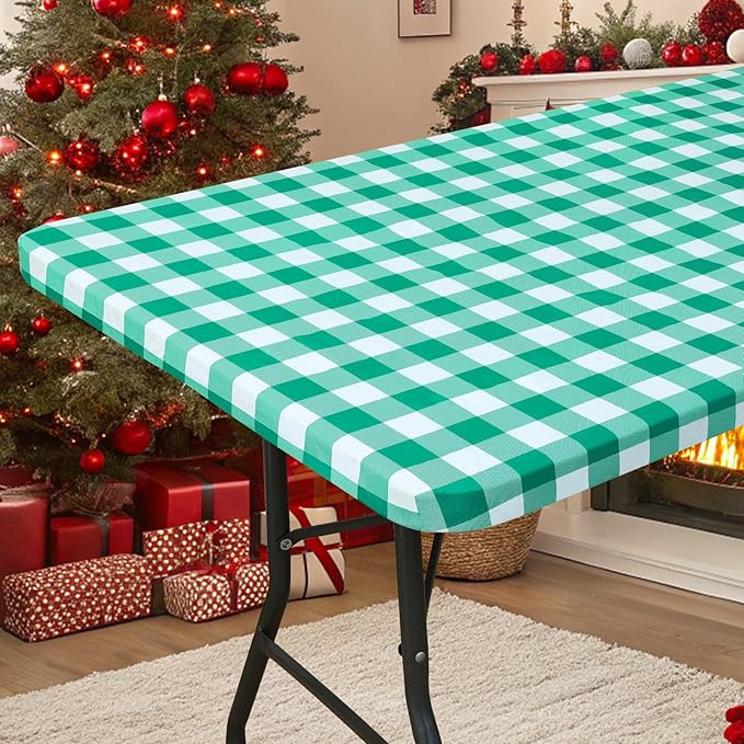 Smiry Rectangle Picnic Table Cloth, Elastic Waterproof Fitted Vinyl Tablecloths by Smiry