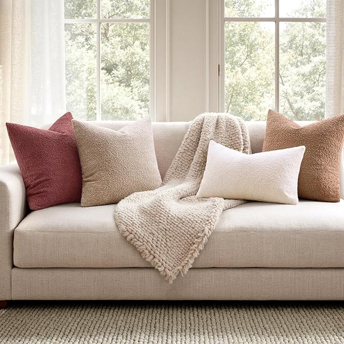 Woaboy Pack of 2 20x20 Inch Decorative Boucle Throw Pillow Covers Textured - Image 3