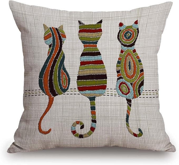 TSSOHU Cute Animal Cat Throw Pillow Cover Patio Furniture Knitted Design Kitten by TSSOHU