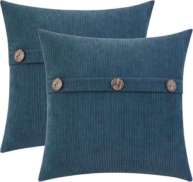 HWY 50 Blue Chenille Throw Pillow Covers 16x16 Inch by HWY50