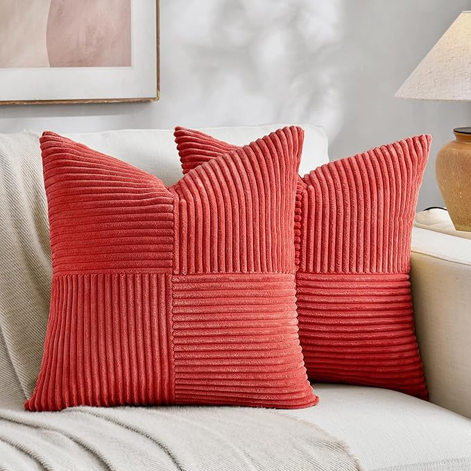 Fancy Homi 2 Packs Red Euro Decorative Throw Pillow Covers 26x26 Inch by Fancy+Homi