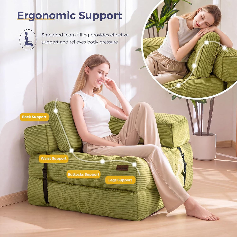 MAXYOYO Folding Sofa Bed, Convertible Chair Bed with Pillow
