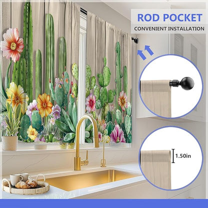 Aimego Cactus Floral Kitchen Curtains - Image 4