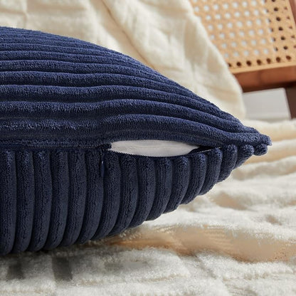 Fancy Homi 2 Packs Navy Blue Lumbar Decorative Throw Pillow Covers 16x32 Inch - Image 3