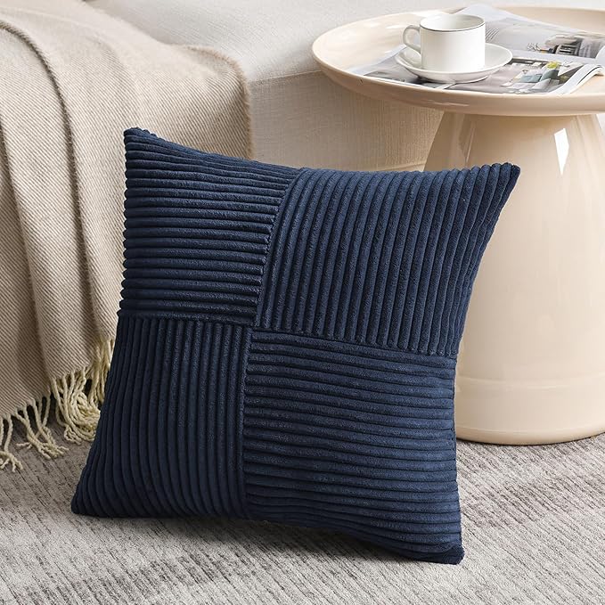 Fancy Homi 2 Packs Navy Blue Decorative Throw Pillow Covers 22x22 Inch - Image 2