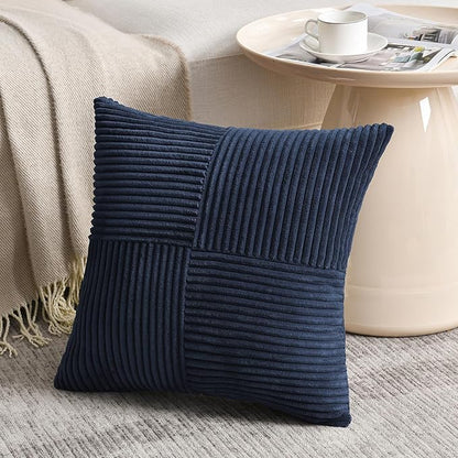 Fancy Homi 2 Packs Navy Blue Decorative Throw Pillow Covers 22x22 Inch - Image 2