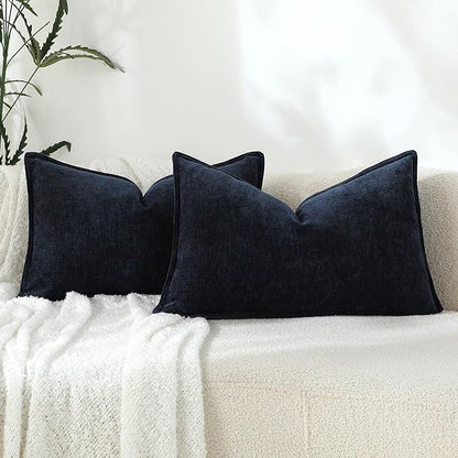 Stellhome Lumbar Chenille Throw Pillow Covers Set of 2 Super Soft Textured by Stellhome